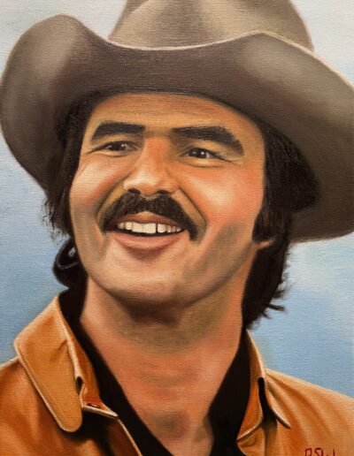 Burt Reynolds portrait oil painting by Ross Shipley original art work